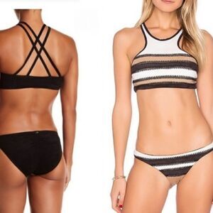 PilyQ Sahara Stitched Gypsy High Neck Halter Bikini Top - Size D